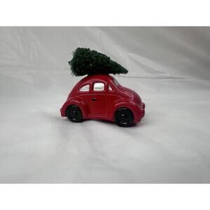 Dept 56 Red Volkswagon Bug Beetle Car With Tree On Top Ceramic Christmas Village